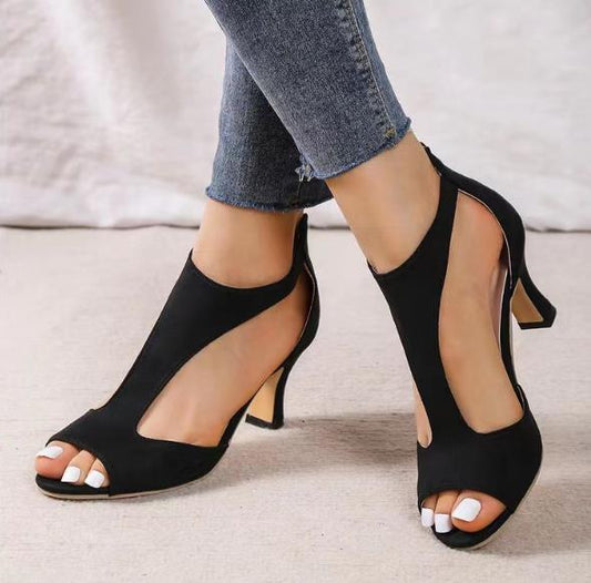 The Konf™|Sandales orthopédiques Alin/Simple and stylish rear zippered heeled shoes (one pair)