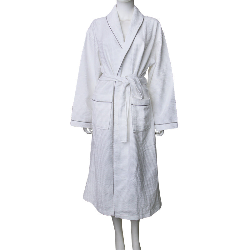 Hotel bathrobe waffle cotton green collar hotel bathrobe beauty salon waffle bathrobe nightgown pure cotton wholesale