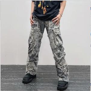 2023 Overalls Camouflage Y2K Fashion Baggy Flare Jeans Cargo Pants Men Clothing Straight Women Wide Leg Long Trousers Pantalones