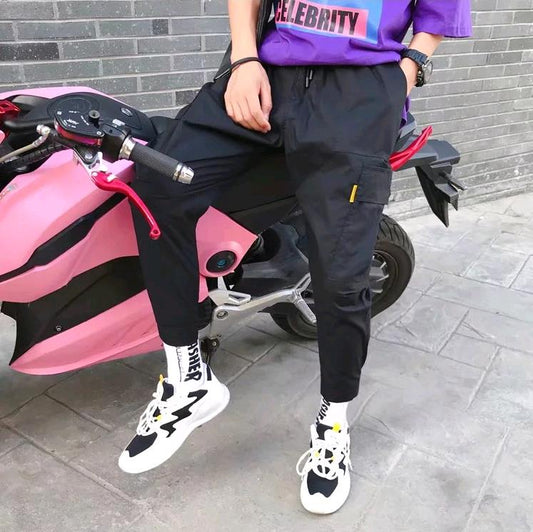 Men's nine pants loose Velcro beam pants autumn overalls men's casual harem pants
