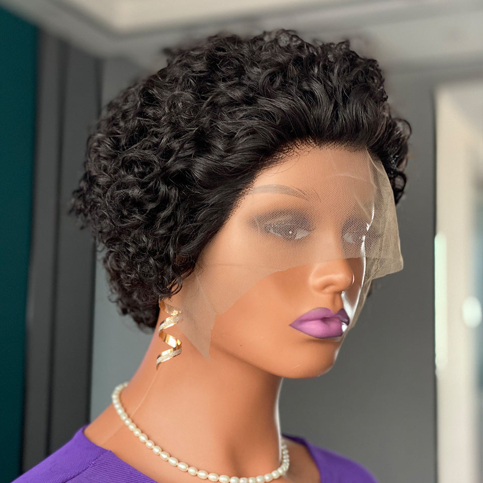 Curly pixie cut lace wig human hair Xuchang lace wig Short Headgear