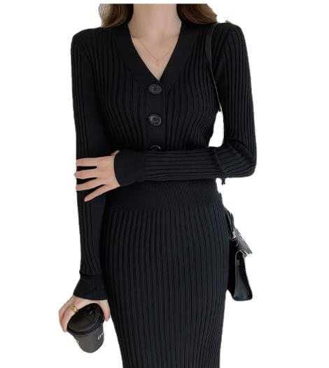 Dress autumn and winter new ladies ladies fashion slim long-sleeved pencil skirt hip dress