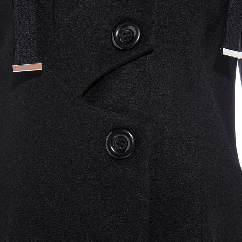 Asymmetric Black Coat Stand Collar Long Sleeve Women Overcoat Elegant Single-Breasted Slim Fall Winter women coat