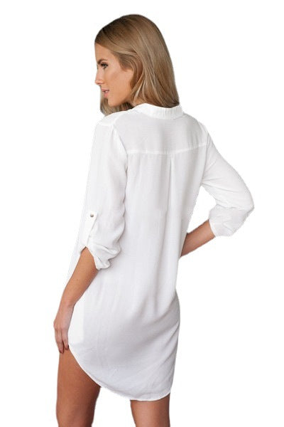 Hot Autumn New Breathable V-Collar Chiffon Long Sleeve Casual Shirt for Women