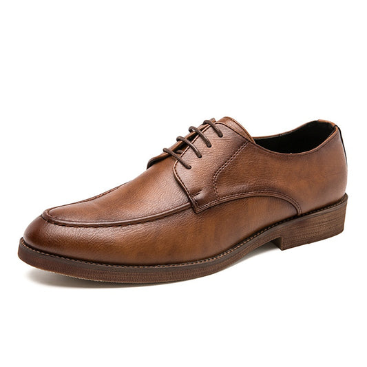 Casual Lace-up Men's Shoes Low-top Shoes British Men's Leather