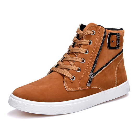 Men's Mid-cut Zipper Winter Boots Cotton Shoes