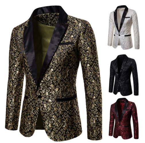 2020 autumn and winter new men's casual formal suit jacket foreign trade youth men's men's floral suit wholesale