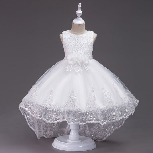 Children's wear Europe and the United States summer girls hook flower sleeveless dress flower girl flower tail dress show children skirt