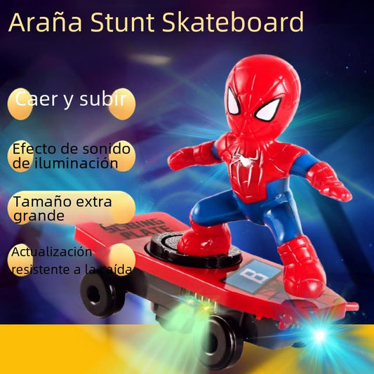 Cross-border Spider skateboard man stunt car with lights and music universal electric toy car fell up toys