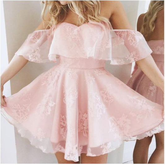 fashion word collar ruffled off-shoulder dress evening dress