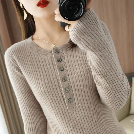 Autumn Winter Women Sweater O-neck Warm Pullovers Korean Long Sleeve Basic Tops Slim Fit Bottoming Shirt High Strecth Jumpers