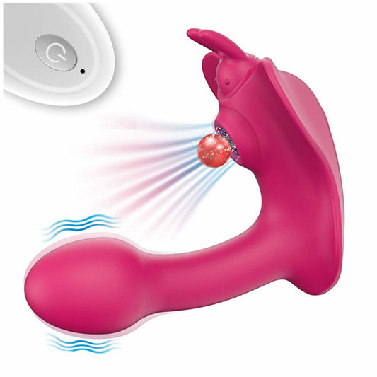 Simulation phallus female butterfly remote control wearing out vibration telescopic stick sucking waterproof wireless jumping egg love