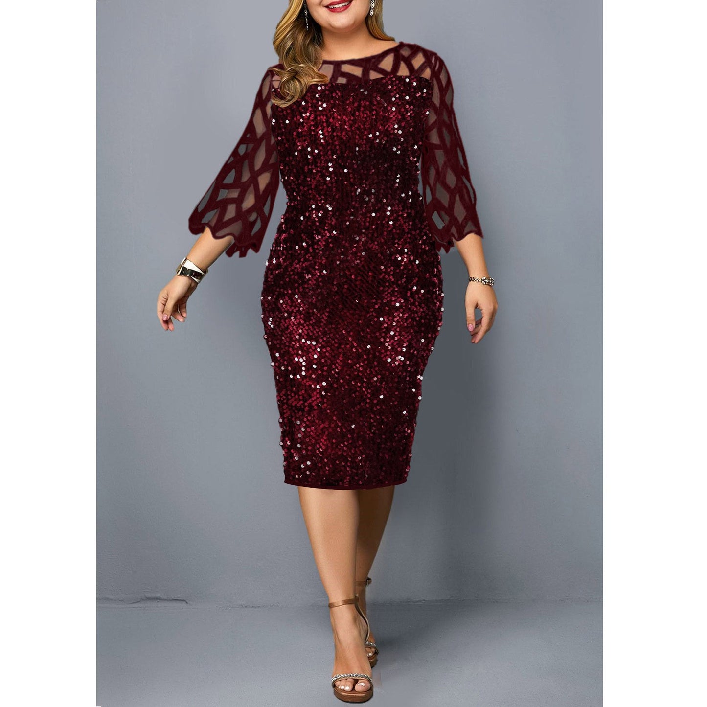 Plus Size Sequin Birthday Party Dress