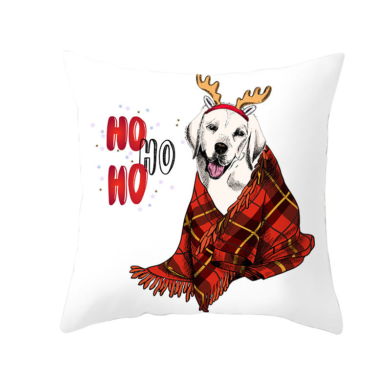 Pet Printing Christmas Peach Skin Fabric Pillow Cover