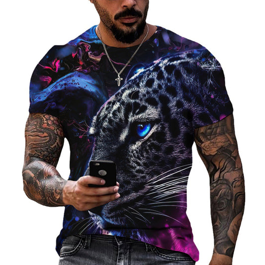 foreign trade Men's Fashion 3D cool lion Tiger digital printing trendy short sleeve T-shirt European and American summer