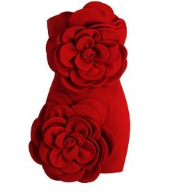 Strapless Crafted Flower Mini Dress