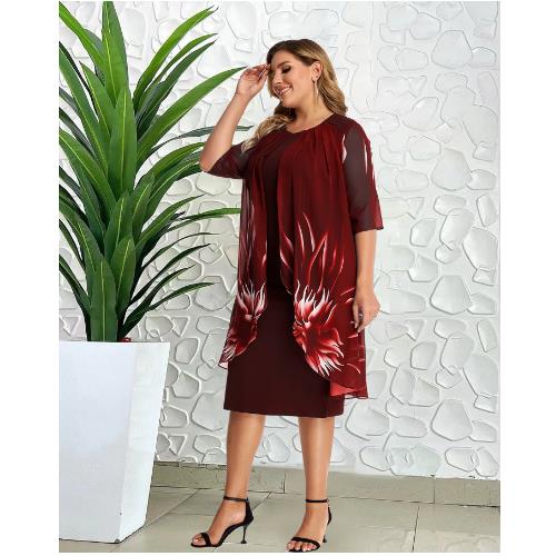 Large Size Elegant Temperament Women's Knitted Lace Cape Dress