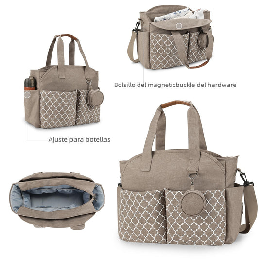 New portable single shoulder mummy bag printed geometric with pacifier package mother and baby travel outdoor mother bag