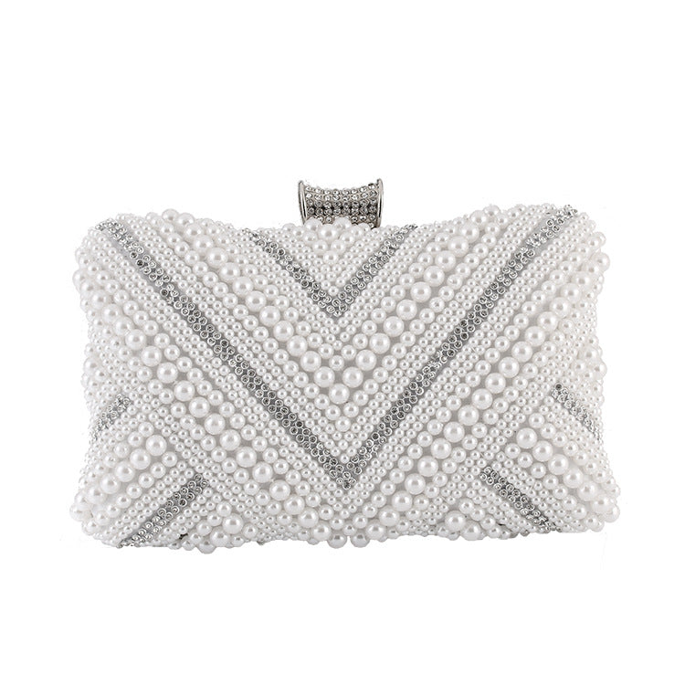 Factory direct sales cross-border hot-selling evening bag European and American high-end pearl banquet clutch bag dress evening bridal bag, pearl banquet clutch bag, dress evening bridal bag