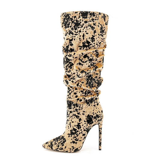 Women's Fashion Fish Mouth Sequin High Heel Over Knee Boots