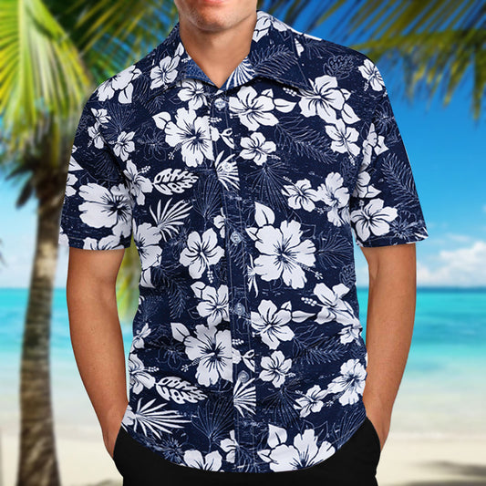 Hawaiian Flower Shirt Men's Retro Hong Kong Style Casual Loose Hong Kong Style Beach Vacation Casual Short-sleeved Shirt