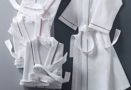 Hotel four piece set of homestay hotel foreign trade hotel linen waffle bathrobe cotton cut fleece shearing bathrobe