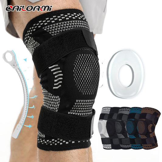 Sports Knee Protection Men's Knee Silicone Protection Running Fitness Basketball Skipping Knee Protection Warm Leg Protection Patella Belt Customization