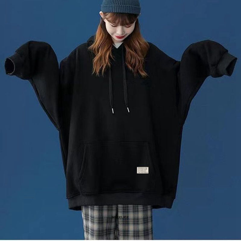 Plus Size 6XL 150kg Spring Long Sleeve t Shirt Outwear with Hooded Top Black White Tops Women Full Sleeve Casual Female Tees