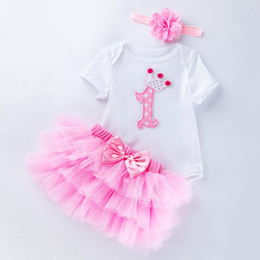 0-2 years old baby girl birthday outfit cotton short-sleeved romper six-layer sand skirt suit manufacturer Wholesale children's clothing