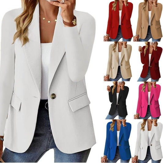 autumn long sleeve solid color cardigan small suit jacket for women