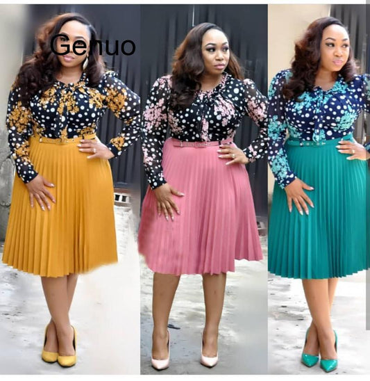 Spring Autumn Chiffon Print Dress Casual Cute Women Floral Long Bowknot Dresses Long Sleeve Vestido L-3XL