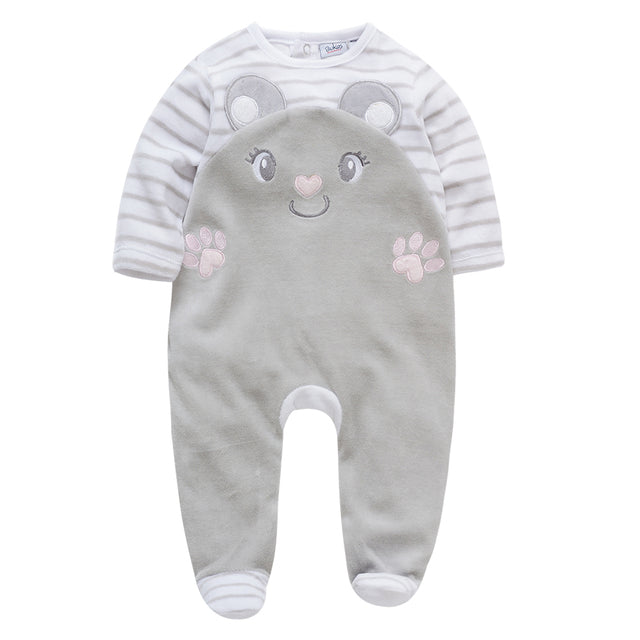 KAVKAS Baby Clothing Girls Pink Romper Cartoon Kids Pajamas Long Sleeve Jumpsuit Bebe Playsuit Girls Clothes  0`12 Monthes