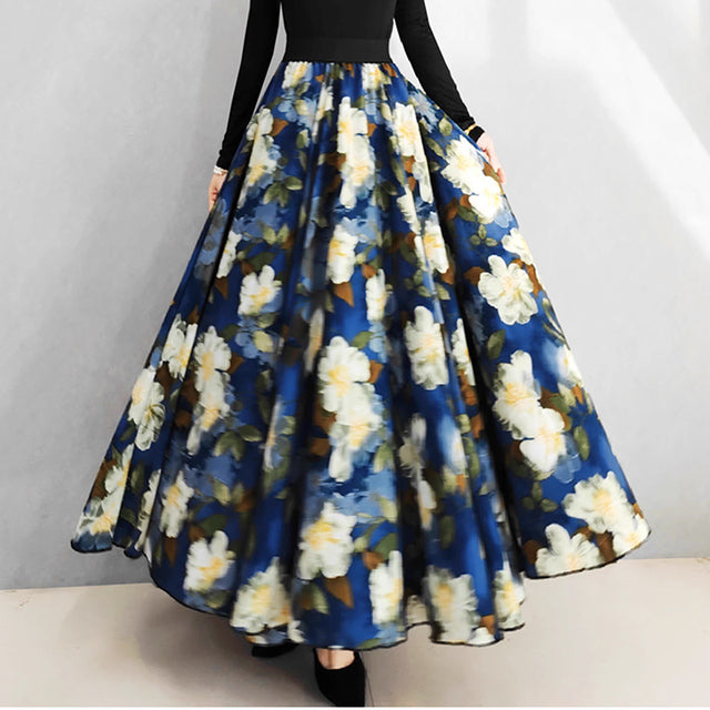 Large Big Hem Satin Skirt Harajuku Faldas Largas Elegantes Maxi Chiffon Skirt for Womens long skirts for women fashion 2023