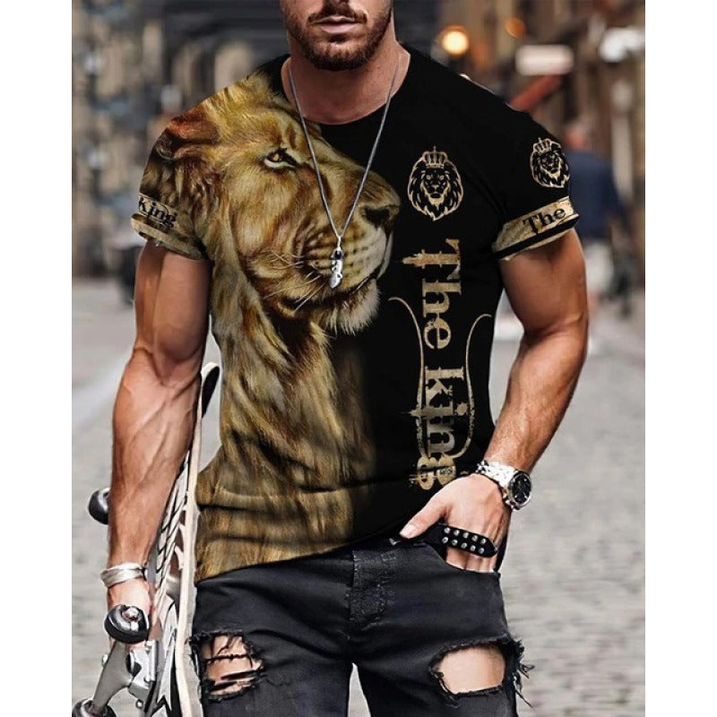 2022 Foreign Trade New Summer Personalized Large Size 3dt-shirt Men's Casual Simple Icon Printed Short-sleeved Round Neck T-shirt