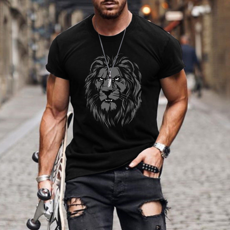 2022 Foreign Trade New Summer Personalized Large Size 3dt-shirt Men's Casual Simple Icon Printed Short-sleeved Round Neck T-shirt