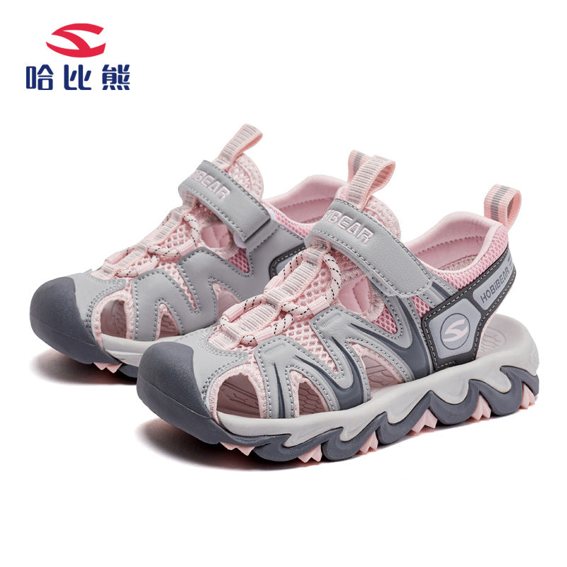 Habi Bear Children's Shoes 2023 Summer Boys Baotou Sandals Girls Beach Shoes Lightweight Roman Shoes Factory Daifa