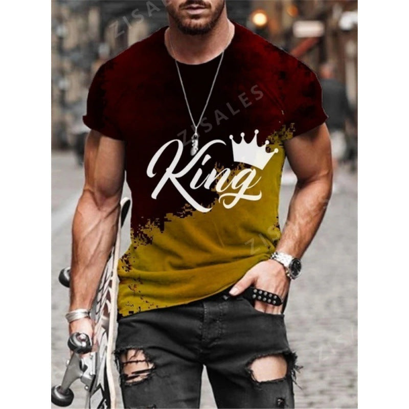 2022 Foreign Trade New Summer Personalized Large Size 3dt-shirt Men's Casual Simple Icon Printed Short-sleeved Round Neck T-shirt