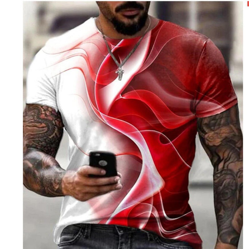 2022 Foreign Trade New Summer Personalized Large Size 3dt-shirt Men's Casual Simple Icon Printed Short-sleeved Round Neck T-shirt