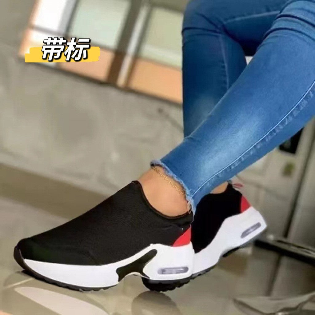 Foreign Trade Large Size Sports Casual Mesh Shoes Women's Round-toe Low-top Breathable Mesh One-step Lazy Shoes Cross-border Single-layer Shoes