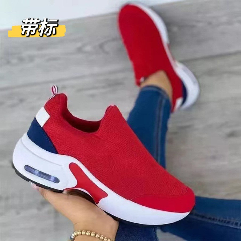 Foreign Trade Large Size Sports Casual Mesh Shoes Women's Round-toe Low-top Breathable Mesh One-step Lazy Shoes Cross-border Single-layer Shoes
