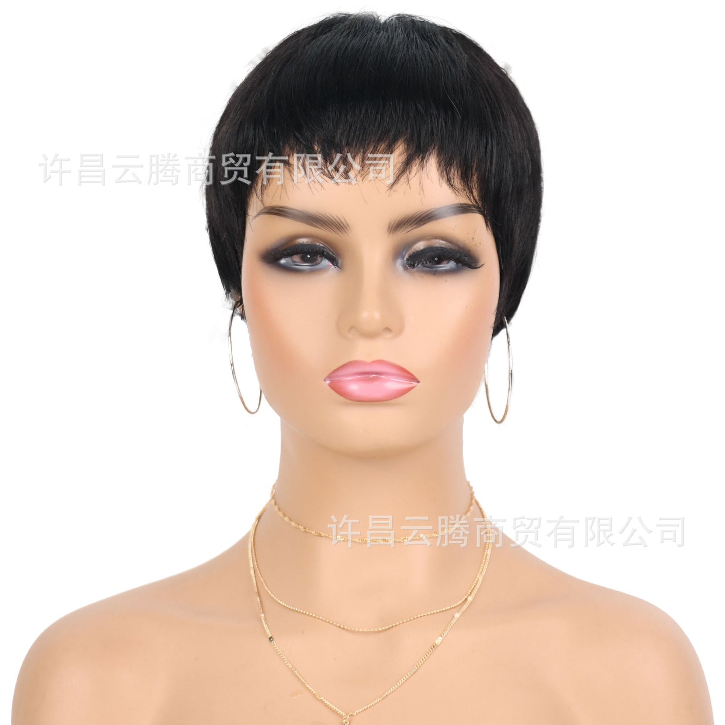 Factory direct supply cross-border Europe and the United States full mechanism short hair real hair elf headgear Pixie human hair