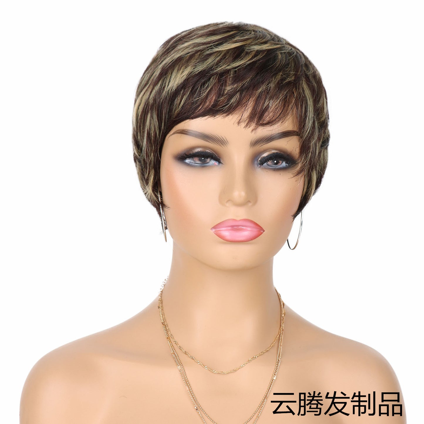 Factory direct supply cross-border Europe and the United States full mechanism short hair real hair elf headgear Pixie human hair
