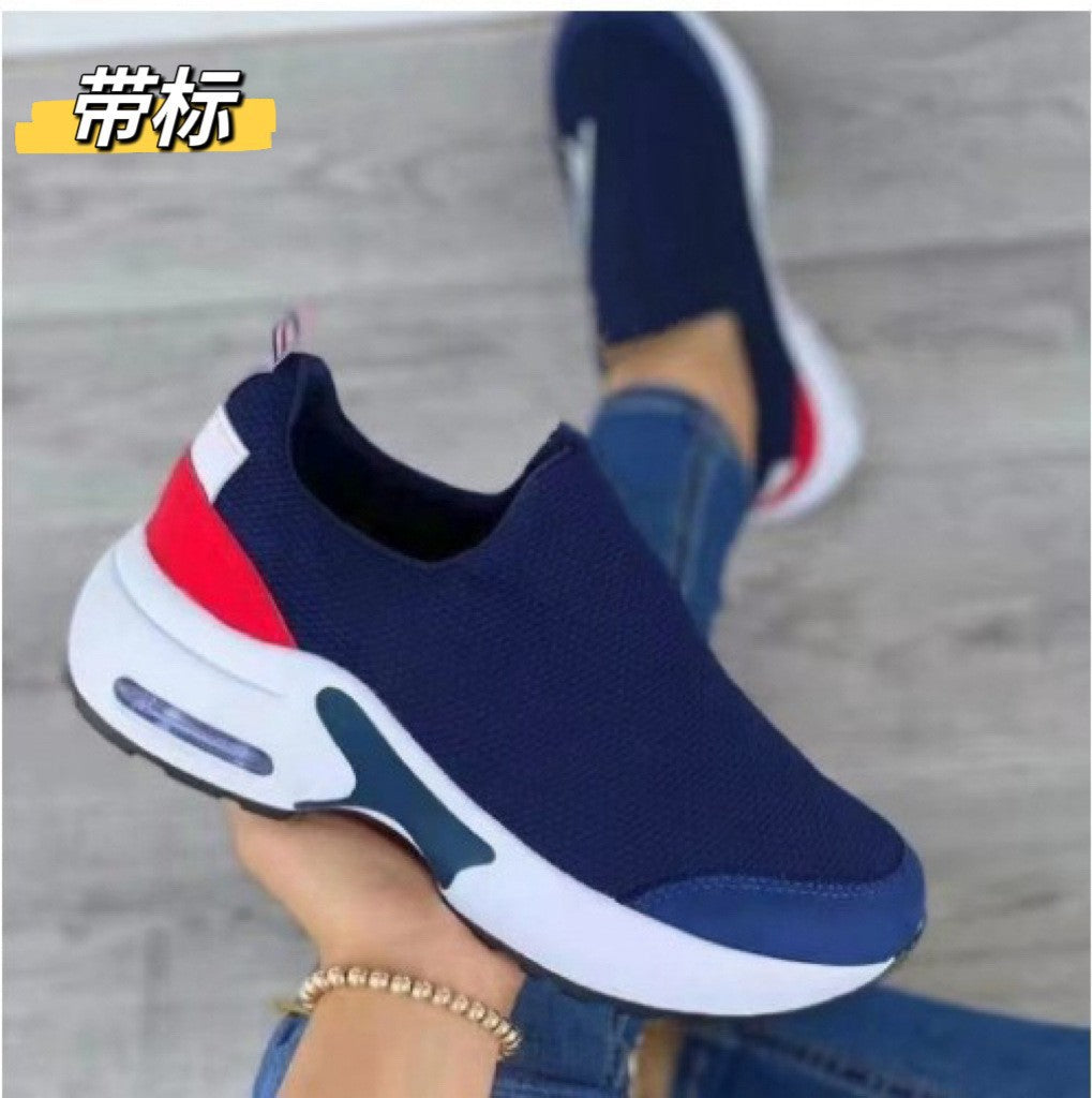 Foreign Trade Large Size Sports Casual Mesh Shoes Women's Round-toe Low-top Breathable Mesh One-step Lazy Shoes Cross-border Single-layer Shoes