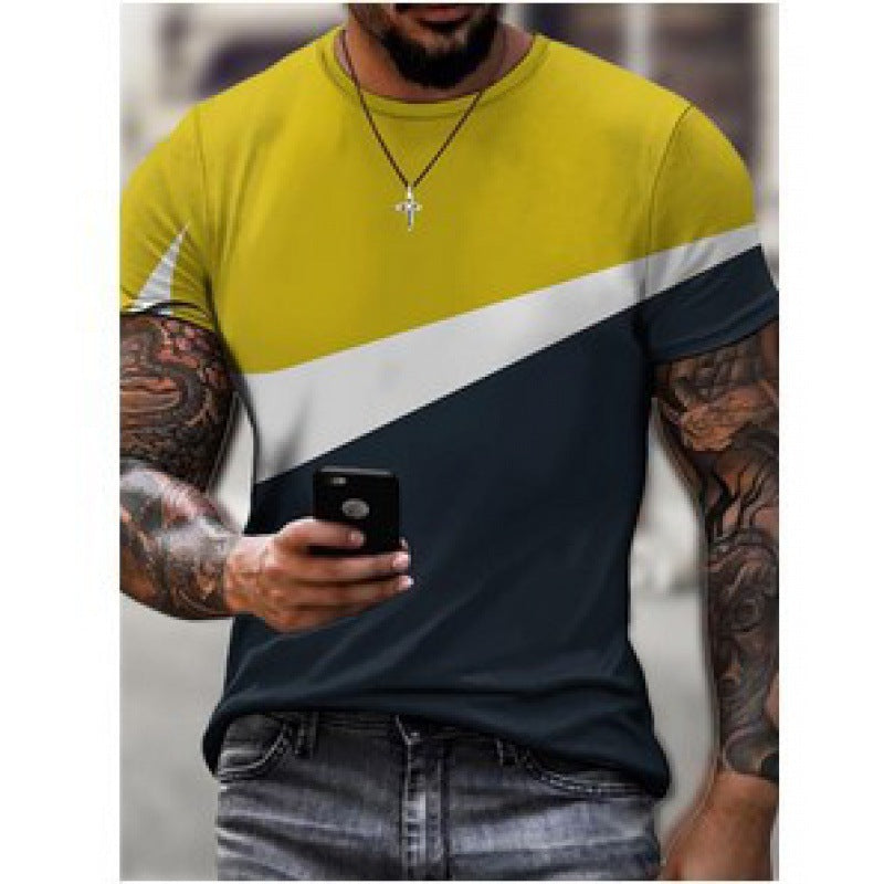 2022 Foreign Trade New Summer Personalized Large Size 3dt-shirt Men's Casual Simple Icon Printed Short-sleeved Round Neck T-shirt