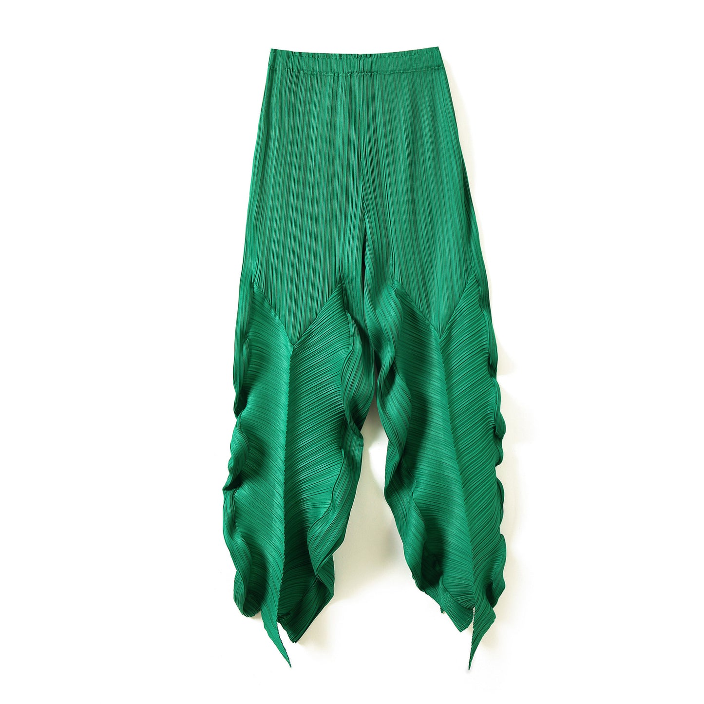 Pleated seaweed loose stretch casual pants summer Sanzhai cropped harem pants design personality tapered women's pants fashion