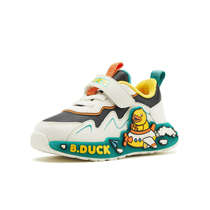 Genuine goods little yellow duck children's shoes boys' sneaker light-on casual shoes 2023 autumn and winter New fleece-lined warm cotton-padded shoes fashion