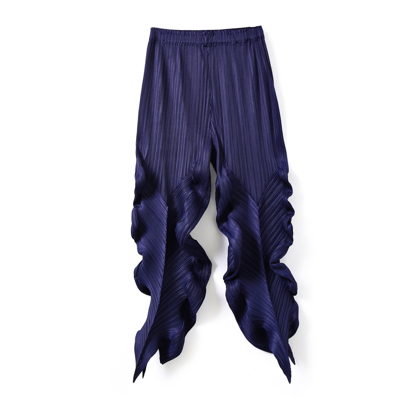 Pleated seaweed loose stretch casual pants summer Sanzhai cropped harem pants design personality tapered women's pants fashion