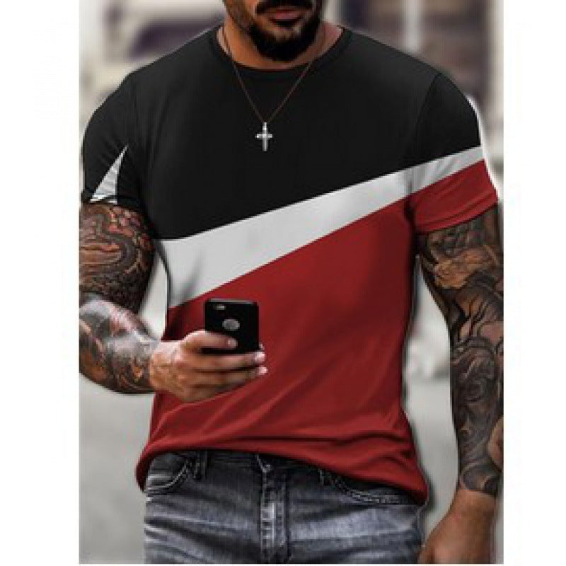 2022 Foreign Trade New Summer Personalized Large Size 3dt-shirt Men's Casual Simple Icon Printed Short-sleeved Round Neck T-shirt