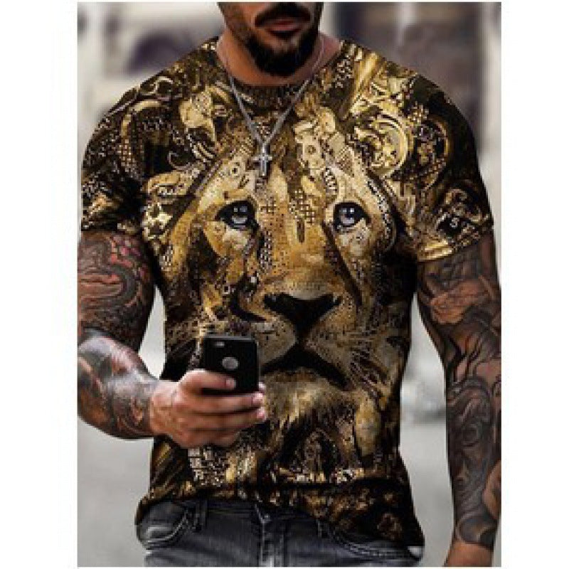 2022 Foreign Trade New Summer Personalized Large Size 3dt-shirt Men's Casual Simple Icon Printed Short-sleeved Round Neck T-shirt