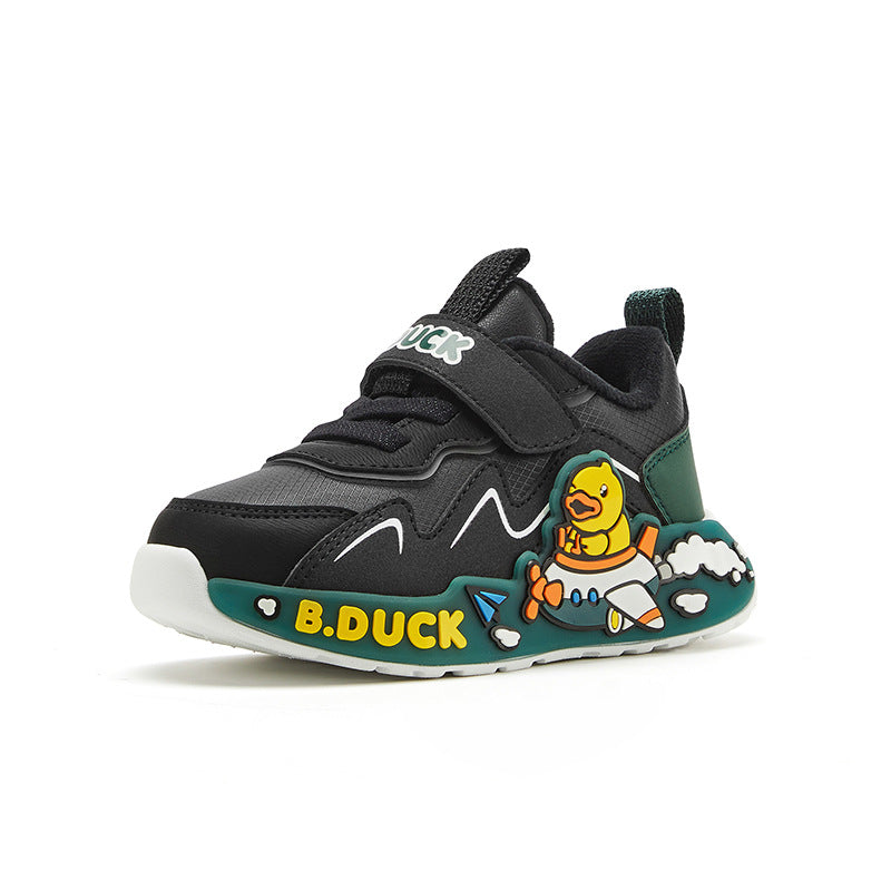 Genuine goods little yellow duck children's shoes boys' sneaker light-on casual shoes 2023 autumn and winter New fleece-lined warm cotton-padded shoes fashion